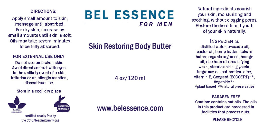 For Men: Skin Restoring Body Butter Cream, Skin Soothing and Deep Hydrating Formula 4 oz-2