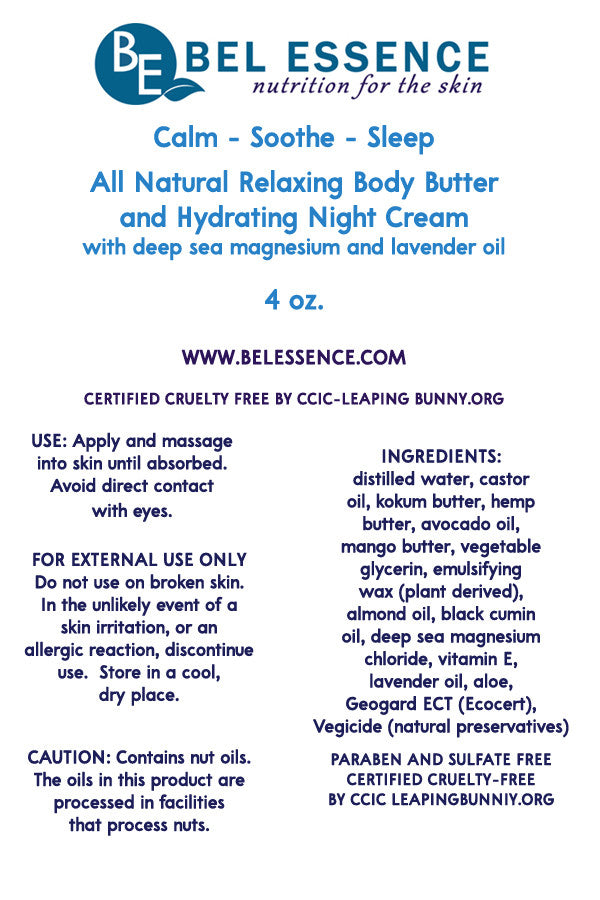 Calm-Soothe-Sleep All Natural Body Butter – Hydrates and Restores Skin, Eases Minor Aches and Soreness, Helps Sleep-4 oz-3